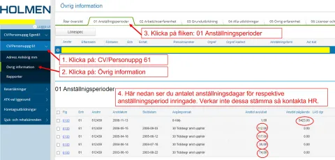 HR plus anställningsperioder